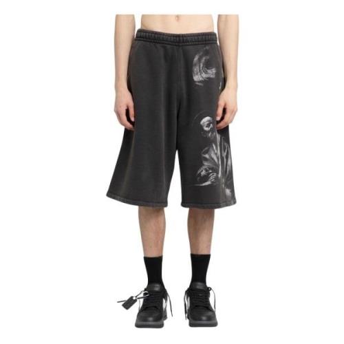 Off White St. Matthew Svart Grå Sweatshorts Gray, Herr