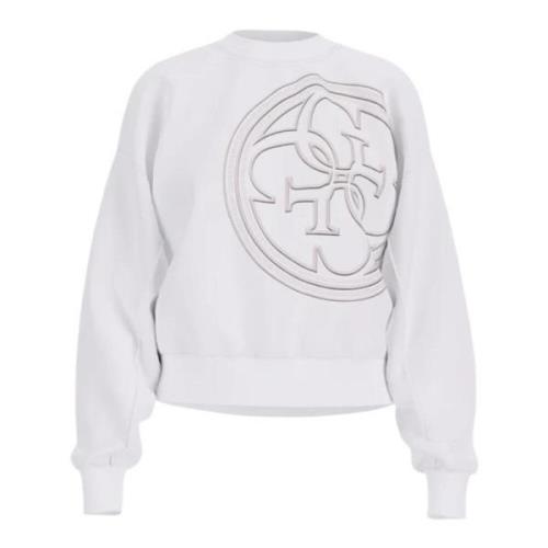 Guess Vit Bomull Oversized Crewneck Sweatshirt med Broderad Maxi 4G Lo...