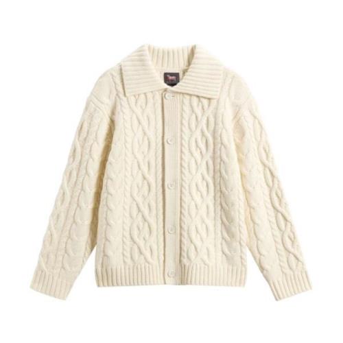 Woolrich Kabelstickad Vit Tröja White, Herr