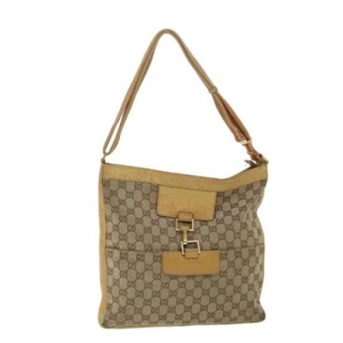 Gucci Vintage Pre-owned Canvas axelremsvskor Beige, Dam