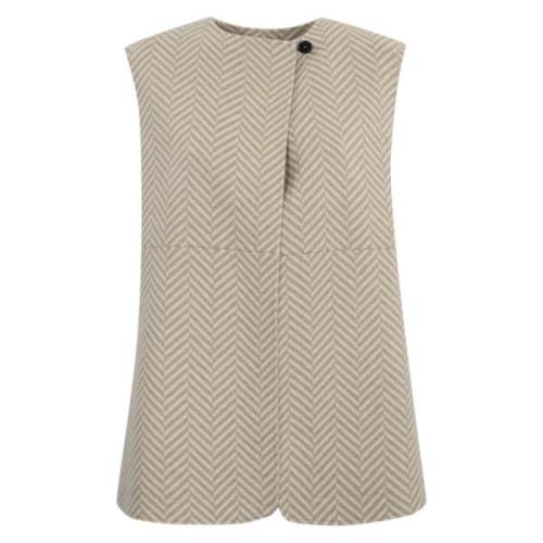 Liviana Conti Kashmir Ärmlös Herringbone Jacka Beige, Dam