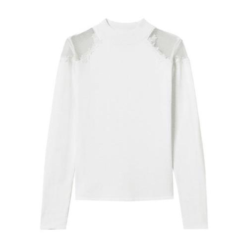 Twinset Vit Stickad Tröja med Broderat Design White, Dam