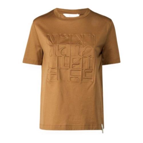 Max Mara Brun Bomull T-shirt med präglat logotyp Brown, Dam