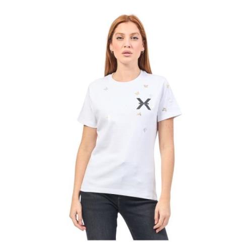 Richmond Vit Crewneck T-shirt med Logotyp White, Dam