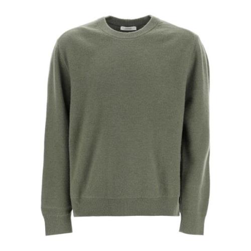 Lemaire Crewneck Pullover i Ren Ull Green, Herr