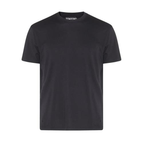 Tom Ford Svart Bomullsblandad T-shirt Polos Black, Herr