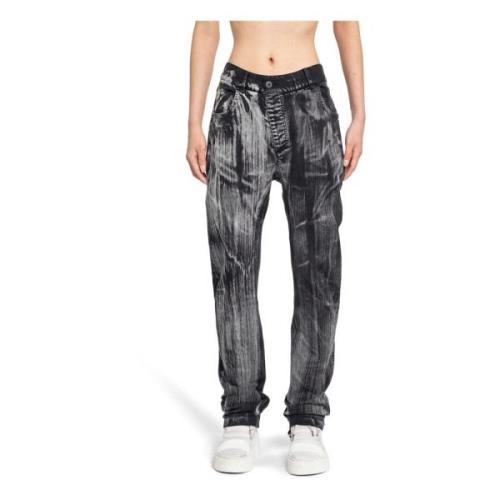 Boris Bidjan Saberi Svarta Denim Distressed Byxor med 5 Fickor Black, ...