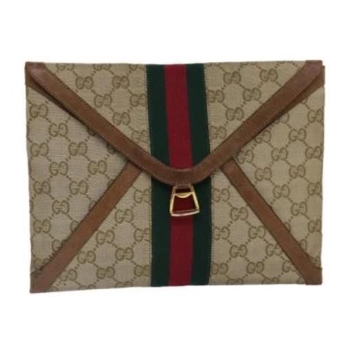 Gucci Vintage Pre-owned Canvas kuvertvskor Beige, Dam