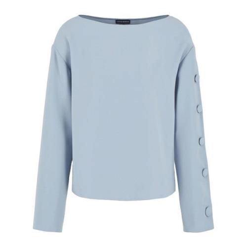 Emporio Armani Båtringad Långärmad Topp Blue, Dam