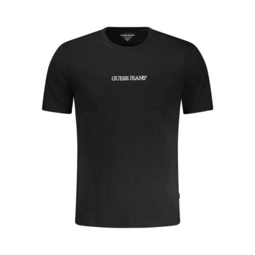 Guess Svart Bomull Broderad Logotyp T-shirt Black, Herr