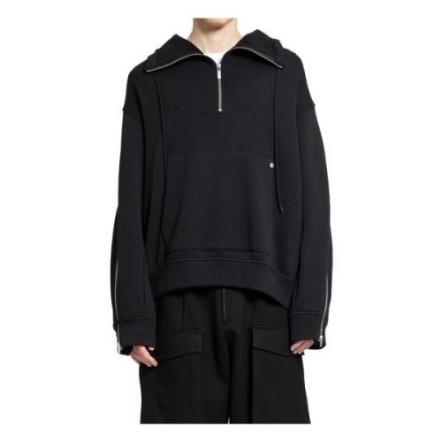 Helmut Lang Svart Pullover med Dragkedja och Fickor Black, Herr