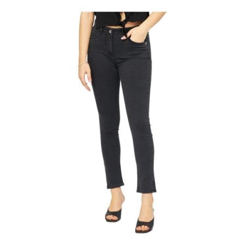 Patrizia Pepe Svarta Slim-Fit Denim Jeggings med Fly Silhuett Black, D...