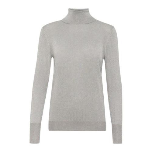 Kaffe Rollneck Metallic Grå Tröja Gray, Dam