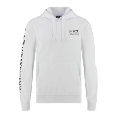 Emporio Armani EA7 Vit huvtröja med svart logotyp White, Herr