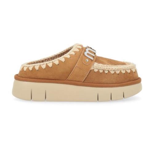 Mou Bounce Clog Fårskinn Slipper i Cognac Brown, Dam