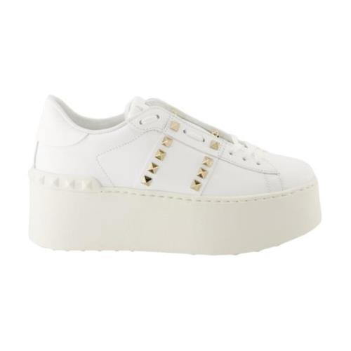 Valentino Garavani Rockstud Flatform Sneakers Vit Läder White, Dam