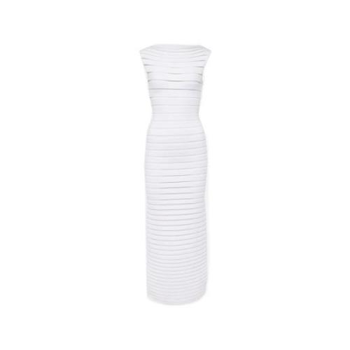 Alaïa Elegant Vit Bodycon Midi Klänning White, Dam