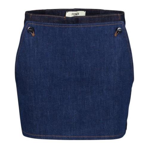 Fendi Färgblock Denim Shorts Blue, Dam