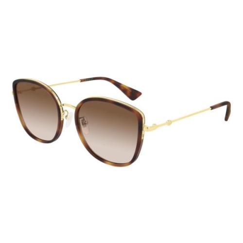 Gucci Stiliga solglasögon i Havana/Brown Shaded Brown, Dam