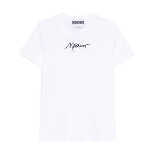 Moschino Avslappnad Bomull T-shirt i Vit White, Dam