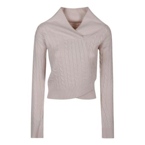 Victoria Beckham Wrap Detail Sweater Beige, Dam