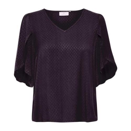 Kaffe Lila Dawn Blus med V-ringning Purple, Dam