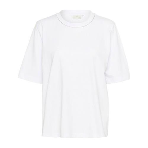 Kaffe Vit Optisk Tee Oversized Mjuk Kvalitet White, Dam