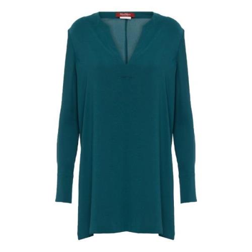 Max Mara Studio Elegant V-ringad Blus Green, Dam