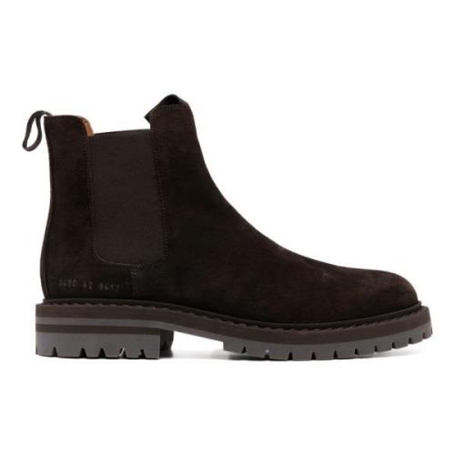 Common Projects Mörkbruna Suede Chelsea Stövlar Brown, Herr