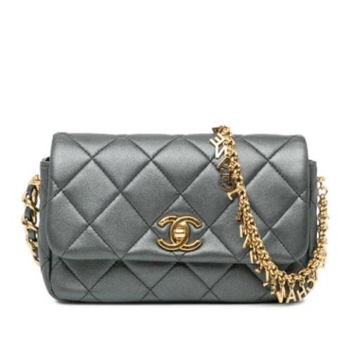 Chanel Vintage Pre-owned Laeder crossbodyvskor Gray, Dam