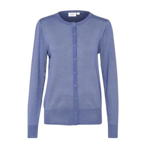 Saint Tropez Stickad Cardigan i Colony Blue Blue, Dam