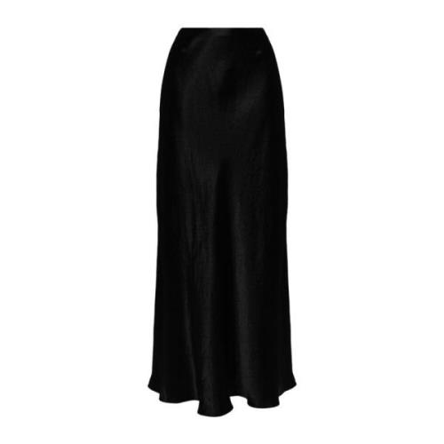 Vince Svart Satin Maxi Kjol Black, Dam