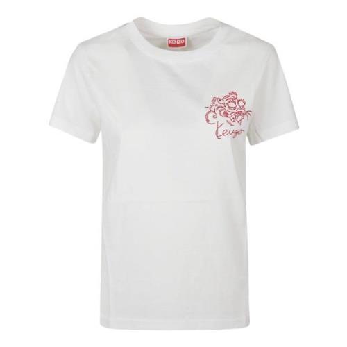 Kenzo Stjärna Tiger Klassisk T-shirt White, Dam