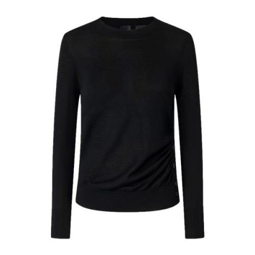 Pinko Knäppt Crew Neck Ulltröja Black, Dam