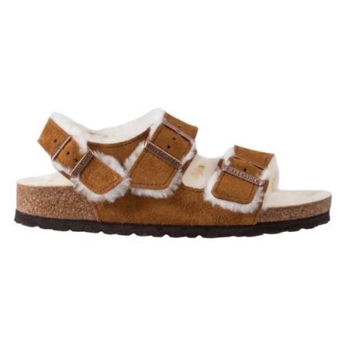 Birkenstock Shearling Sandaler Brown, Dam