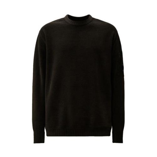 C.p. Company Chenille Crewneck Stickad i Svart Black, Herr