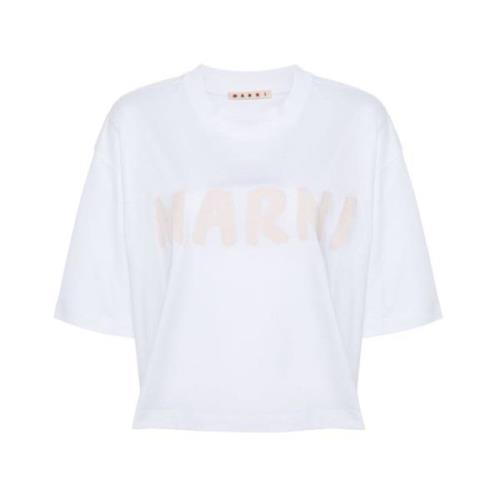 Marni Vit Bomull Crew Neck T-shirt White, Dam