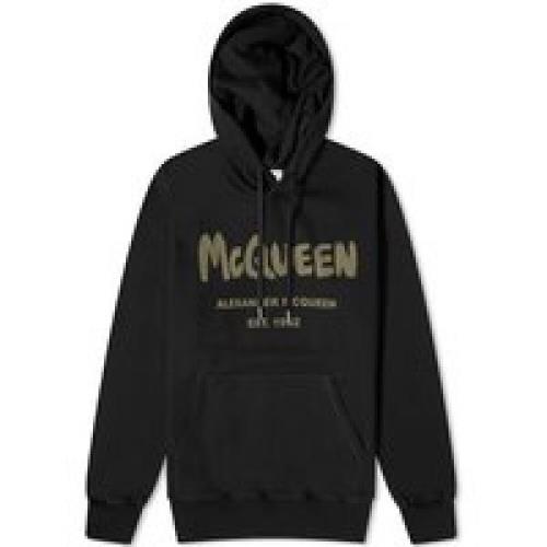 Alexander McQueen Graffiti Print Hoodie Black, Herr