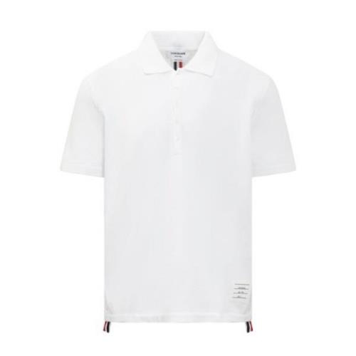 Thom Browne Klassisk Pique Polo Tröja White, Herr