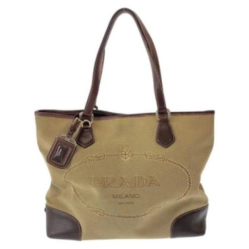 Prada Vintage Pre-owned Canvas totevskor Beige, Dam