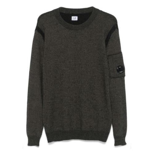 C.p. Company Lambswool Crewneck Sweater med Ciniglia Detalj Blue, Herr