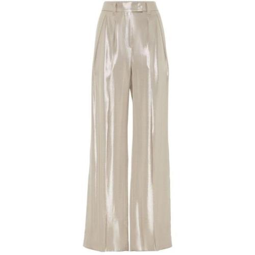 Brunello Cucinelli Mörkblå Pantalone Byxor Beige, Dam