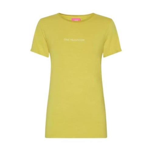 One Teaspoon Gul Logo T-shirt Rund Hals Yellow, Dam