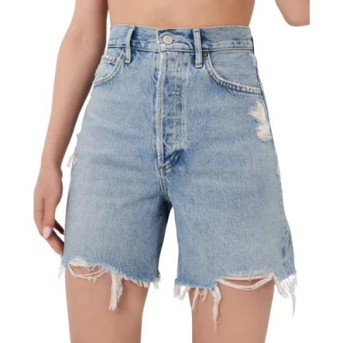 Agolde Blå Stella Denim Shorts med hög midja Blue, Dam