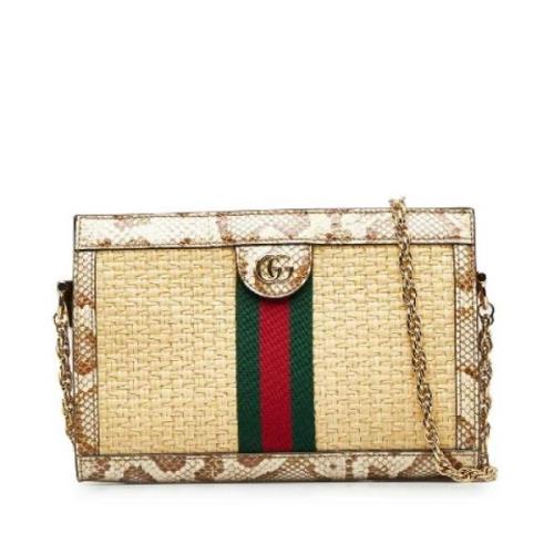 Gucci Vintage Pre-owned Tyg crossbodyvskor Beige, Dam