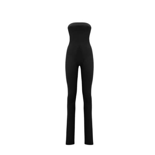 The Attico Svart Bandeau Jumpsuit med Dragkedja Black, Dam