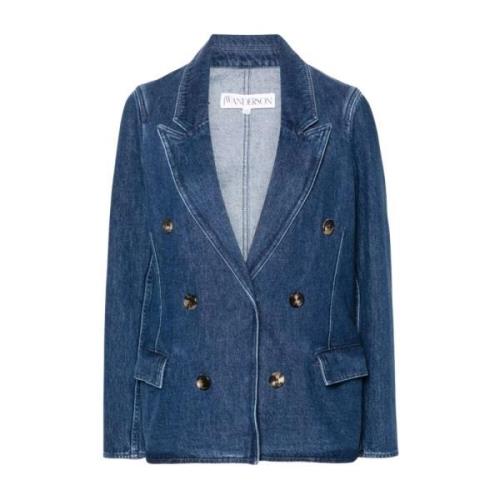 JW Anderson Marinblå Dubbelknäppt Denim Blazer Blue, Dam