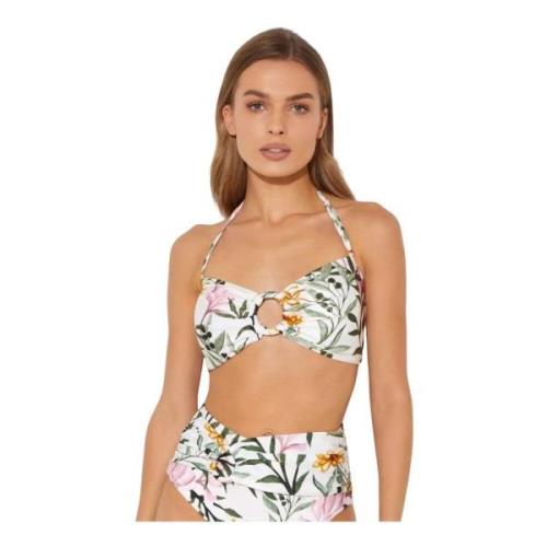 Patbo Vit bandeau bikini topp med blommigt tryck White, Dam