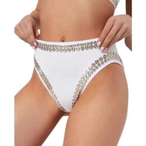 Norma Kamali Studded Bikini Botten Hög Midja White, Dam