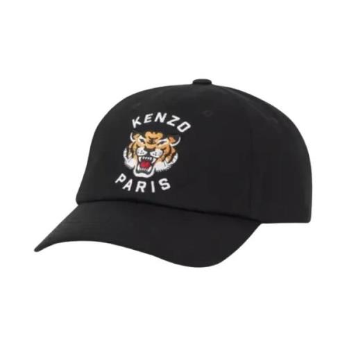 Kenzo Svart Varsity Cap med Lucky Tiger Black, Herr